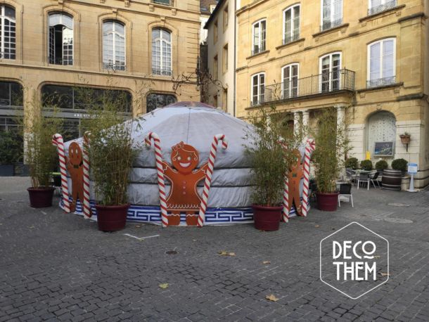 Noël Neuchâtel ville Coq d'Inde, yourte, Bonshommes pain d'épices et cannes à sucre