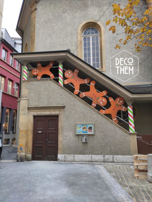 Un Noël en pain d'épices Neuchâtel, temple du bas, bonshommes en pain d'épices, cannes sucre d'orge, centre ville de Neuchâtel