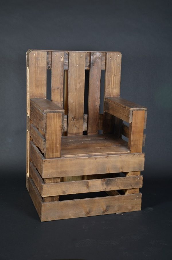 fauteuil palette, trône, bois recyclé